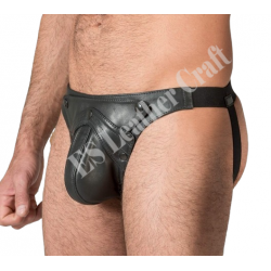 Men 100% Real Leather Jockstrap for Man Pouch Underwear Detachable Codpiece adjustable men waist jockstrap
