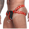 Black Leather Jockstrap with Red Stripe - Men's Sexy Jock Strap - Adjustable Fetish Gear - Premium Leather Underwear