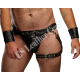 Men’s Leather Jockstrap with Thigh Harness – Fetish & Bondage Wear - Sexy Jockstrap and Thigh Harness Set - Nightclub & Roleplay Wear