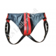 Men's Black & Red Genuine Leather Jockstrap with Front Zipper - Snap-Button Fetish Underwear