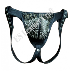 100% Real Leather Jockstrap Gay Adult Jock Strap Underwear Men's Thong Spiked Leather Jockstrap G-String with Studs Fetish leather Jockstrap