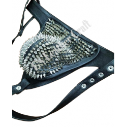 100% Real Leather Jockstrap Gay Adult Jock Strap Underwear Men's Thong Spiked Leather Jockstrap G-String with Studs Fetish leather Jockstrap