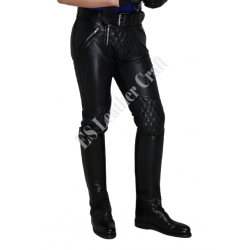 Men's Real Leather Diamond Padded Pants – Gay Leather Pants, Punk Kink Jeans, BLUF Trousers, Biker Saddle Pants, Fetish Gay Uniform