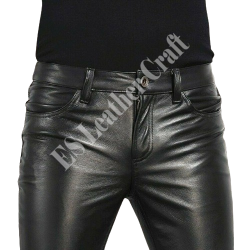 Men’s Genuine Leather Pants – Slim Fit Biker Trousers, Motorcycle Fashion, Gothic Fetish Wear, Punk Rock Clubwear & Bondage Style Pants