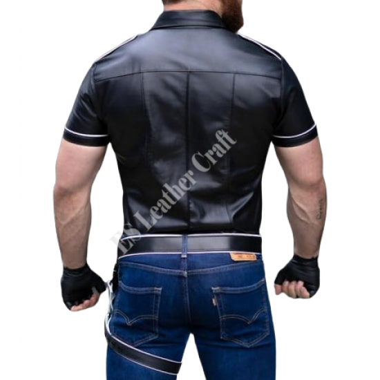 Men Classic Style half Sleeve Leather Shirt Black Leather Shirt Gift For Him, Genuine Leather Shirt - Handmade Real Leather Shirt Men Classic Style half Sleeve Leather Shirt Black Leather Shirt Gift For Him, Genuine Leather Shirt - Handmade Real Leather Shirt