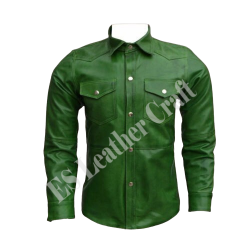 "Men’s Full Sleeve Leather Shirt – Stylish Biker, Gothic & Fetish Wear – Handmade Motorcycle & Clubwear Outfit"
