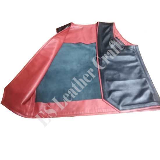 Men’s 100% Genuine Cowhide Leather Men's Bar Vest, Handmade Leather Men's Vest, Cow Skin Vest, Black Vest with Red Stripes Men’s 100% Genuine Cowhide Leather Men's Bar Vest, Handmade Leather Men's Vest, Cow Skin Vest, Black Vest with Red Stripes