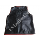 Men’s 100% Genuine Cowhide Leather Men's Bar Vest, Handmade Leather Men's Vest, Cow Skin Vest, Black Vest with Red Stripes