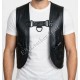 Men’s Black Genuine Leather Vest Harness with Front D-Ring