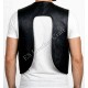 Men’s Black Genuine Leather Vest Harness with Front D-Ring