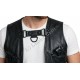 Men’s Black Genuine Leather Vest Harness with Front D-Ring
