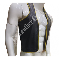 Men's 100% Genuine Leather Vest with Customizable Nameplate - Simple, Classic, Personalized Biker Vest with Smooth, Clean Design