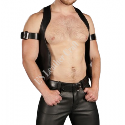 Black Leather Vest, Genuine Leather Club Vest, Men's Real Leather Bartender Vest Leather Vest Front Open Vest, Real Leather Gay Bar Vest