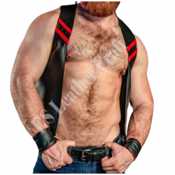 Men’s Genuine Lambskin Leather Bikers Vest Bar Vest Black And Red Leather Steampunk Vest Handmade Motorbike Vest Party Vest Gym Vest