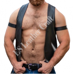 Handmade Leather Waistcoat Real Cow Leather Vest For Men Motorcycle Steampunk Vest Vintage Gothic Leather Vest Open Chest Bar Tender Vest
