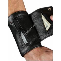 Black Cow Leather Wristband Arm Money Wallet Hand Cuff Wrist Band Brand New Black Leather Handmade WRIST WALLET