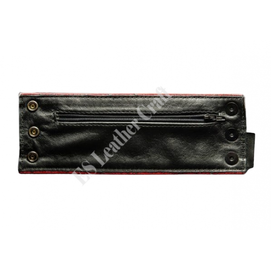 Real Luxury Leather wrist wallet Black with Red leather pipping - All Sizes, coin wallet, bracelet, cuff, gauntlet, money purse Real Luxury Leather wrist wallet Black with Red leather pipping - All Sizes, coin wallet, bracelet, cuff, gauntlet, money purse