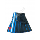 Men’s Black & Blue Genuine Leather Kilt Set with Matching Wrist Cuff – Custom Handmade
