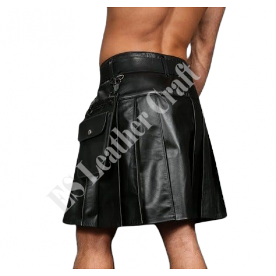 Premium Heavy Duty Black Men's Leather Utility Kilt - Handmade Kilt - Kilt - Unisex Kilt - Leather Kilt - Men’s Leather Kilt - Cowboy Kilt